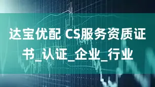 达宝优配 CS服务资质证书_认证_企业_行业