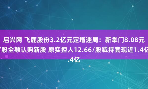 启兴网 飞鹿股份3.2亿元定增迷局：新掌门8.08元/股全额认购新股 原实控人12.66/股减持套现近1.4亿